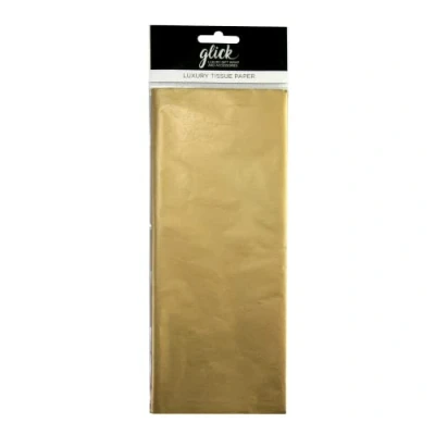 Image of Glick Four Sheets of Gold Tissue Paper, Perfect for Gift Wrapping, ACH Sheet 750mm x 500mm Paper Gold, Birthday, Christmas, Valentine, Anniversary