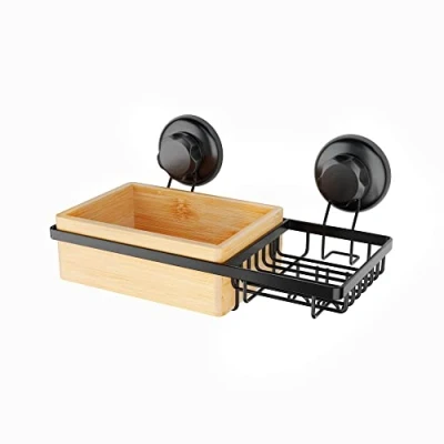 Image of Compactor Shower Caddy, BAMBOOO BLACK MATT POWDER COATED IRON SUCTION CUP : TPU AND ABS, 27. 3 x 15 13. 5 cm