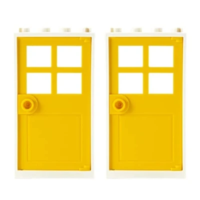 Image of LEGO Bricks Frame with Door, 1 x 4 6 cm, White/Yellow, 2 Piece