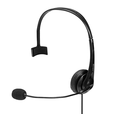 Image of LINDY 3.5mm &amp; USB Type C Monaural Headset with In Line Control For Call Center PC Laptop Office Calls Work Business Team Meetings Online Conference