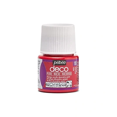 Image of Pebeo 45ml Deco Pearl, Acrylic, Red, 7 x 4.5 cm