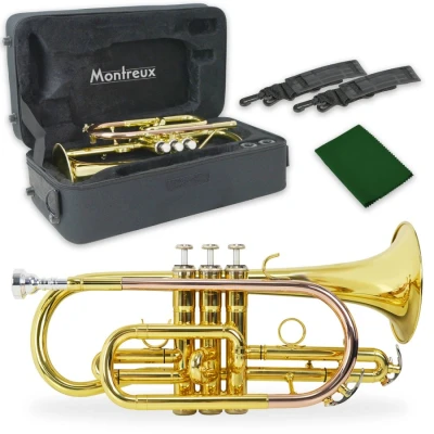 Image of Montreux Student Bb Cornet for Beginners with Lightweight Protective Carry Case, Mouthpiece Lacquer Brass, 4.75 inch / 12 cm Bell, B Flat