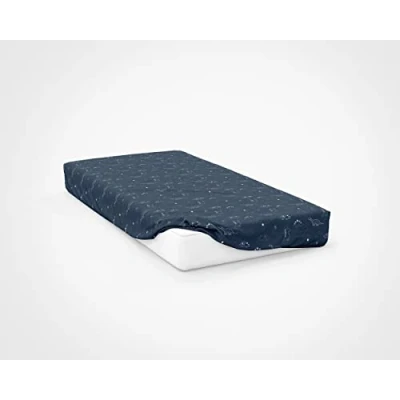 Image of NightComfort 100% Jersey Cotton Knitted Cot Bed Fitted Sheet Mattress Cover, Dinosaurs, 140xm x 70cm (Cot Size)