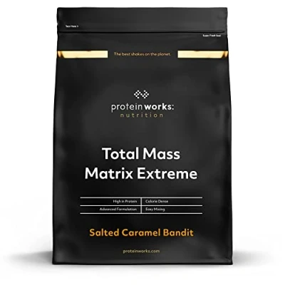Image of Protein Works Total Mass Matrix Extreme Powder Gainer High Calorie Weight With Glutamine, Creatine &amp; Vitamins Salted Caramel Bandit 1.325 Kg
