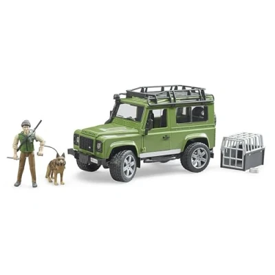 Image of Bruder Land Rover Defender Station Wagon with Forest Ranger and Dog