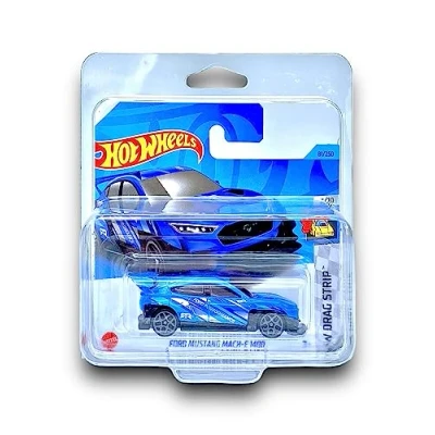 Image of Hot Wheels Ford Mustang Mach E 1400 (Blue) 2/10 HW Drag Strip 2023 81/250 (Short Card) COMES IN A KLAS CAR KEEPER PROTECTIVE COLLECTORS CASE HKK02