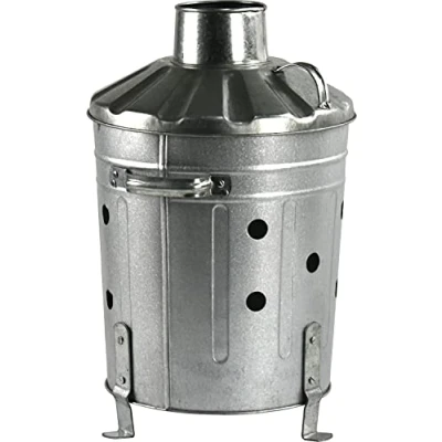 Image of 15L Mini Galvanised Incinerator Fire Bin for Rubbish Wood Garden Waste