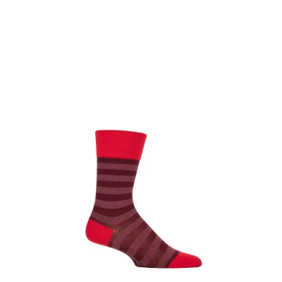 Image of Mens 1 Pair Falke Sensitive London Striped Cotton Socks Passion 5.5 8