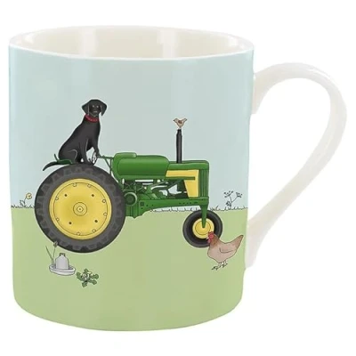 Image of Emma Lawrence Designs Joe Davies Green Tractor Fine China Boxed Mug Farm Themed Statement Kitchenware for Him/Her