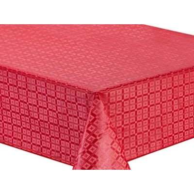 Image of Home Direct Embossed Rectangular Oilcloth PVC Wipe Clean Tablecloth Table Cover 140cm x 180cm 55x70 Red