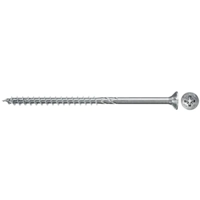 Image of fischer 670429 FPF Power Fast II 5 x 80mm Chipboard Wood Screws, Countersunk Head with Phillips, Partial Thread, Galvanised Blue Passivated, Box of 200