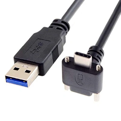 Image of Chenyang USB 3.1 Type C Dual Screw Locking Down Up Angled to Standard USB3.0 Data Cable 90 Degree for Camera (300cm)