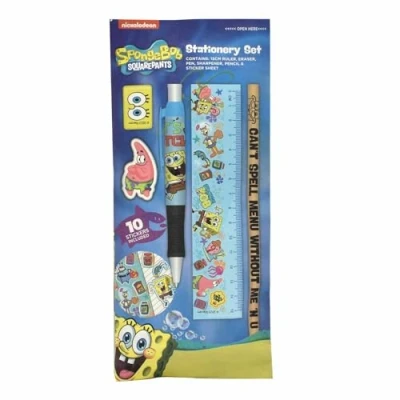 Image of Thumbs Up SpongeBob Squarepants Writing Set, 11 Piece Set with Pencils, Erasers, Ruler &amp; Co. Idea for All Fans