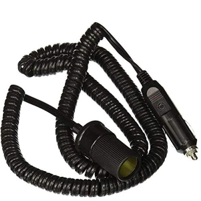 Image of K M Electronics® 12V 24V Coiled DC CAR Cigar Lighter Socket Power Extension Lead Plug Cable 2M