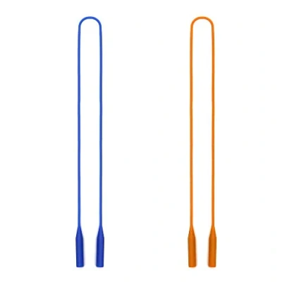 Image of JM Elastic Silicone Eyeglasses Strap Holder Waterproof Glasses Retainer, Sports Sunglasses Chain 2 Pack Women Men Kids Blue &amp; Orange