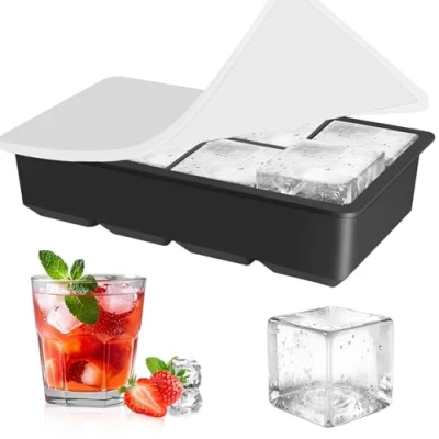 Image of Alinana Ice Cube Tray with Lid, BPA Free Food Grade Molds for Whiskey, Large Silicone Cocktails