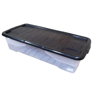 Image of Samuel ALEXANDER 42L Clear Under Bed Storage Box with Black Lid, Stackable and Nestable Design Solution