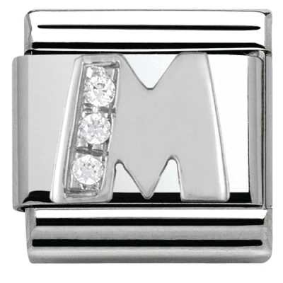 Image of Nomination Silver Cubic Zirconia Letter Charm M