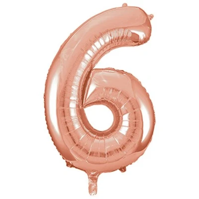 Image of Rose Gold Number 6 Shaped Large Foil Balloon (86cm) 1 Piece Perfect for Birthday Parties and Special Events