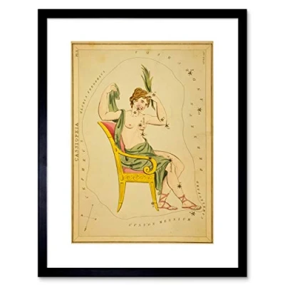 Image of Wee Blue Coo Painting Drawing Star Map Cassiopeia Constellation Framed Wall Art Print
