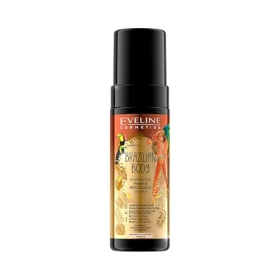 Image of Eveline Cosmetics Brazilian Body Express Bronzing Foam Tanner Natural, Healthy Looking Tan with Aloe Water &amp; Vitamin E Streak Free Self Tanner, 150ml