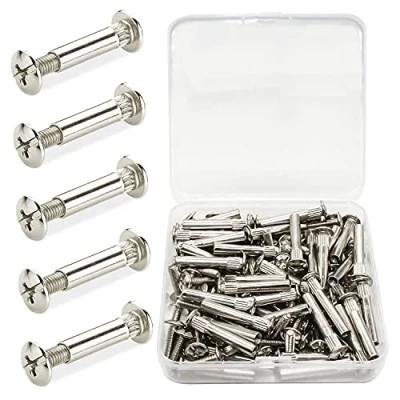Image of Connecting Screws Bolts Set M4 Door Handle Nickel Plated Steel Screw Connectors for Kitchen Cabinet Furniture Connector Fastener Attachment Bolts(50 pcs)