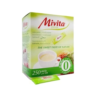 Image of Mivita Stevia Sweetener 250 sticks (powder), zero calories (sugar free)