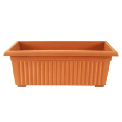 Image of Optimal Products Plastic Trough Plant Pot Long Planter Outdoor Garden Herb Flower Box UK (70cm Terracotta, 1)