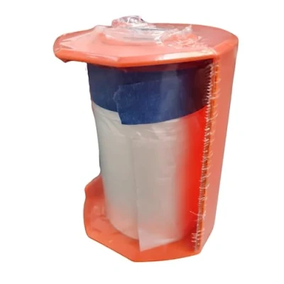 Image of Solid® Pre Taped Masking Film with Dispenser 55cm x 20m Painter&#039;s Protective for Painting Adhesive Tape Protection Against Splashes