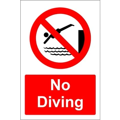 Image of No Diving Swimming Pool Sign Self Adhesive Sticker 300mm x 200mm