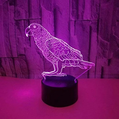 Image of HPBN8 Ltd 3D Parrot Night Light Lamp 7 Color Change LED Touch USB Table Gift Kids Toys Decor Decorations Christmas Valentines Birthday