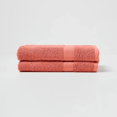Image of HOMESCAPES Burnt Orange Turkish Cotton Set of 2 Bath Towels Super Soft Thick &amp; Absorbent 500 GSM Towel Heavy Weight for everyday Luxury