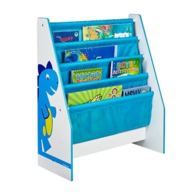 Image of Hello Home 470DIEWorlds Apart Dinosaurs Kids Sling Bookcase Bedroom Storage by HelloHome,Blue,23.0x51.0x60.0 cm