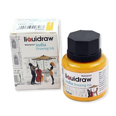 Image of Liquidraw Coloured Drawing Ink India Ink, Waterproof 20 Assorted Colours, 35ml Indian Inks for Artists (Yellow)