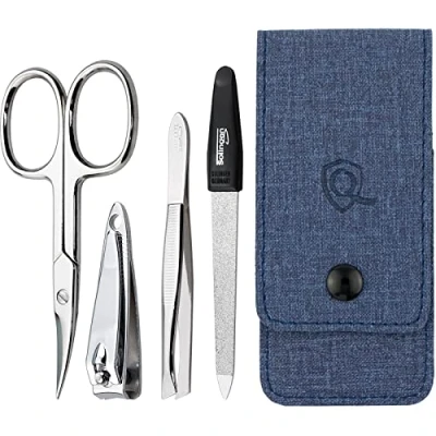 Image of marQus manicure set for women and men 4 Piece pedicure kit, incl. sharp nail scissors, tweezers, clippers &amp; sapphire file from Solingen Perfect travelling,