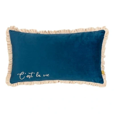 Image of furn. Cest La Vie Embroidered Velvet Cushion Cover