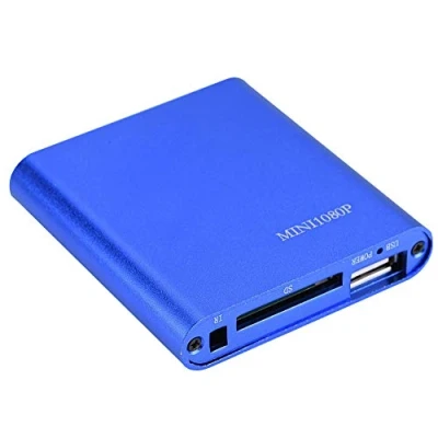 Image of HDMI Media Player, Mini 1080p Full HD Digital Player Stereo Video HDMI/AV Output Support SD/MMC Cards, U Disk.(Blue)