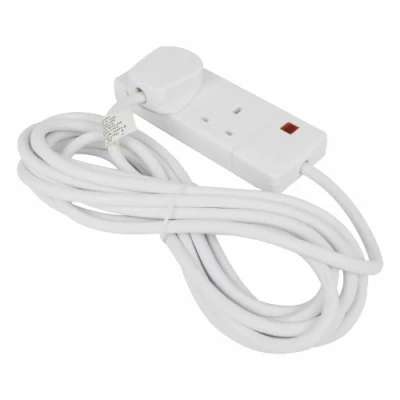 Image of STATUS White Extension Lead 5m Cable with 2 Socket Neon Indicator 2WS5MCP20