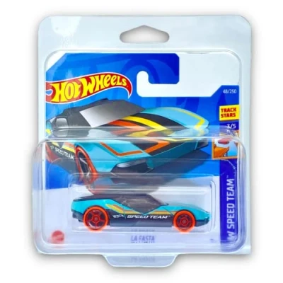 Image of Hot Wheels La Fasta (Turquoise, Black &amp; Orange) 3/5 HW Speed Team 2022 48/250 (Short Card) COMES IN A KLAS CAR KEEPER PROTECTIVE COLLECTORS CASE HCX76