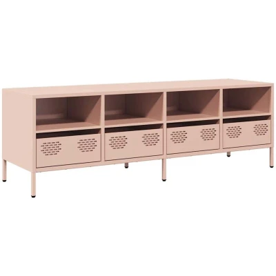 Image of vidaXL Pink TV Cabinet Steel Entertainment Unit with Drawers/Compartments