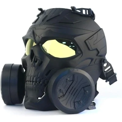 Image of JOYASUS Paintball Mask, Tactical Full Face Dummy Gas Style Mask Skull CS with Double Turbo Fan For Cosplay Halloween Wargame Masquerade