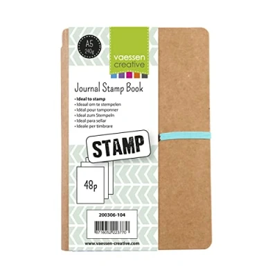 Image of Vaessen Creative 200306 104 Journal, Art Notebook with 48 Unlined Pages for Daily Stamping Crafts, Brown, A5