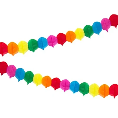 Image of Rainbow Balloons Birthday Bunting Party Decorations for Kids, Adults, Boys, Girls 3D Colourful Paper Garlands, Pack of 3, 3m length Made by Talking Tables