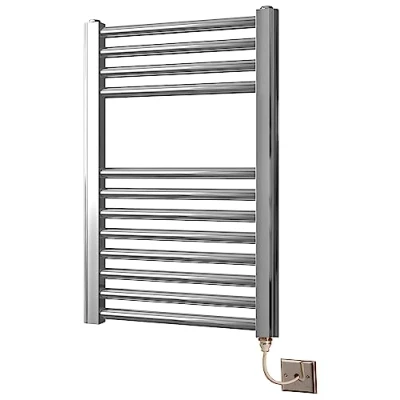 Image of Greened House Electric 400 wide x 600 high Flat Chrome Towel Rail Bathroom Radiator (400mm W 600mm H)