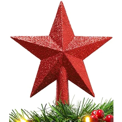 Image of Christmas Concepts® 20cm Glitter Tree Top Star Decoration Topper (Red)