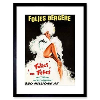 Image of Wee Blue Coo Folies Bergere Theatre Cabaret Artwork Framed Wall Art Print 12X16 Inch