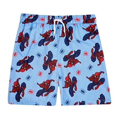 Image of Spiderman Boys Swimming Trunks, Shorts, Ages 4 to 12 Years Old (as8, Age, 11_Years, 12_Years, Regular) Blue