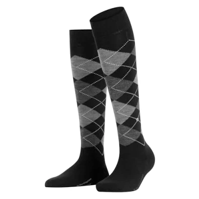 Image of Burlington Women&#039;s Marylebone W KH Wool Long Patterned 1 Pair Knee High Socks, Black (Black 3000) new eco friendly, 3.5 7