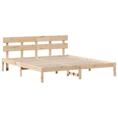 Image of vidaXL Bed Frame with Headboard 180x200 cm Solid Wood Pine