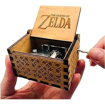 Image of Cuzit The Legend of Zelda Movie Theme Antique Carved Music Box Hand Crank Wooden Musical Toy Valentine&#039;s Day Gift